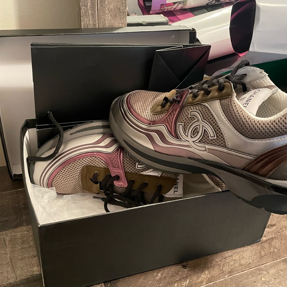 CHANEL Women's Metallic and Pink Sneakers - Picture 3 of 3